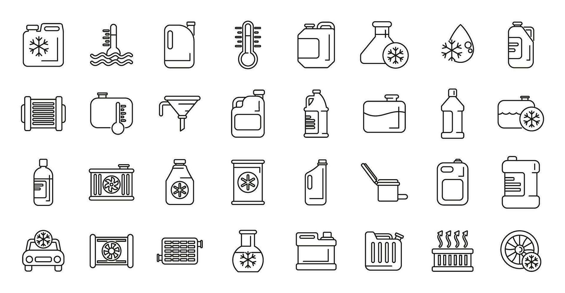 Car engine antifreeze icons set outline vector. Air vent vector