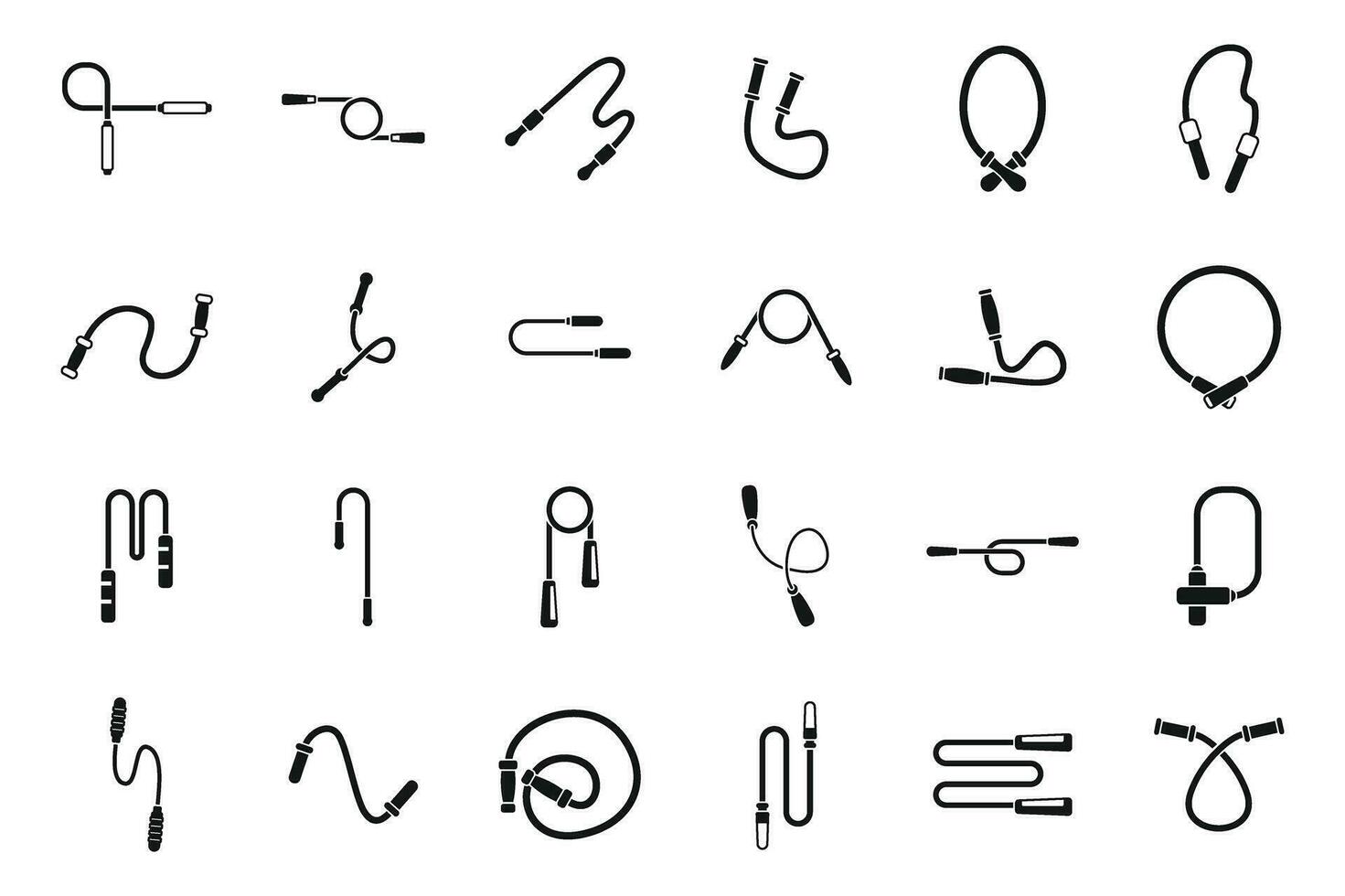 Jump rope icons set simple vector. Body fitness vector