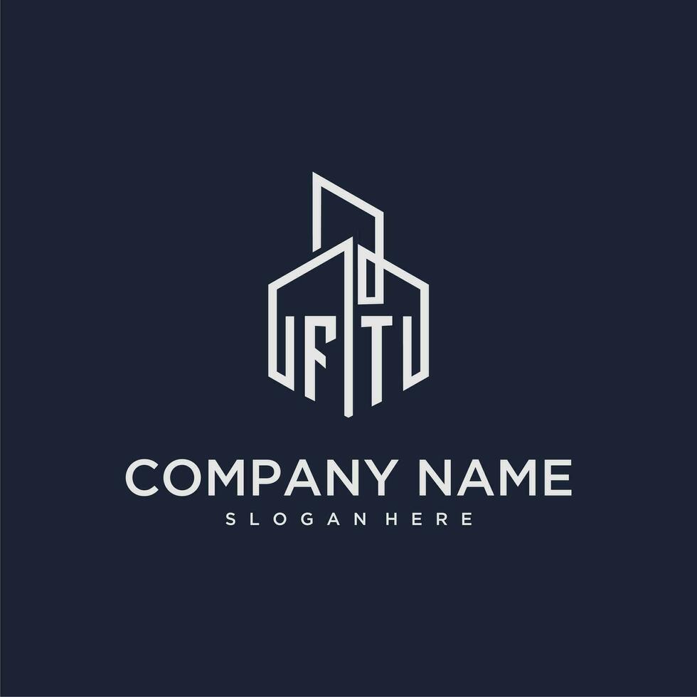 FT initial monogram logo for real estate with building style vector