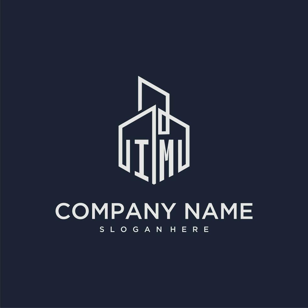 IM initial monogram logo for real estate with building style vector