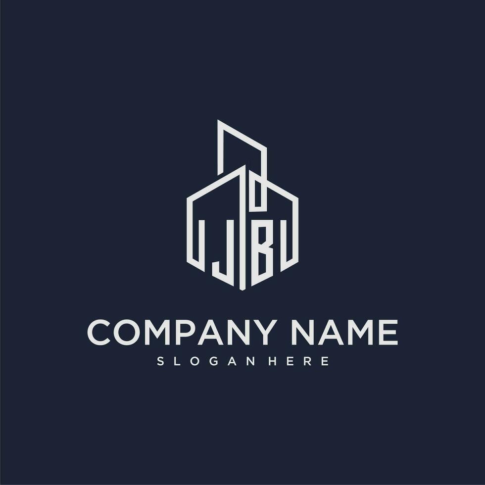 JB initial monogram logo for real estate with building style vector