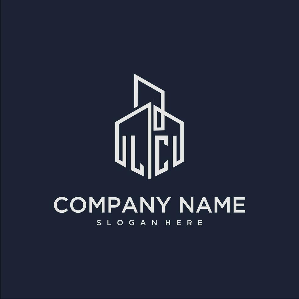 LC initial monogram logo for real estate with building style vector