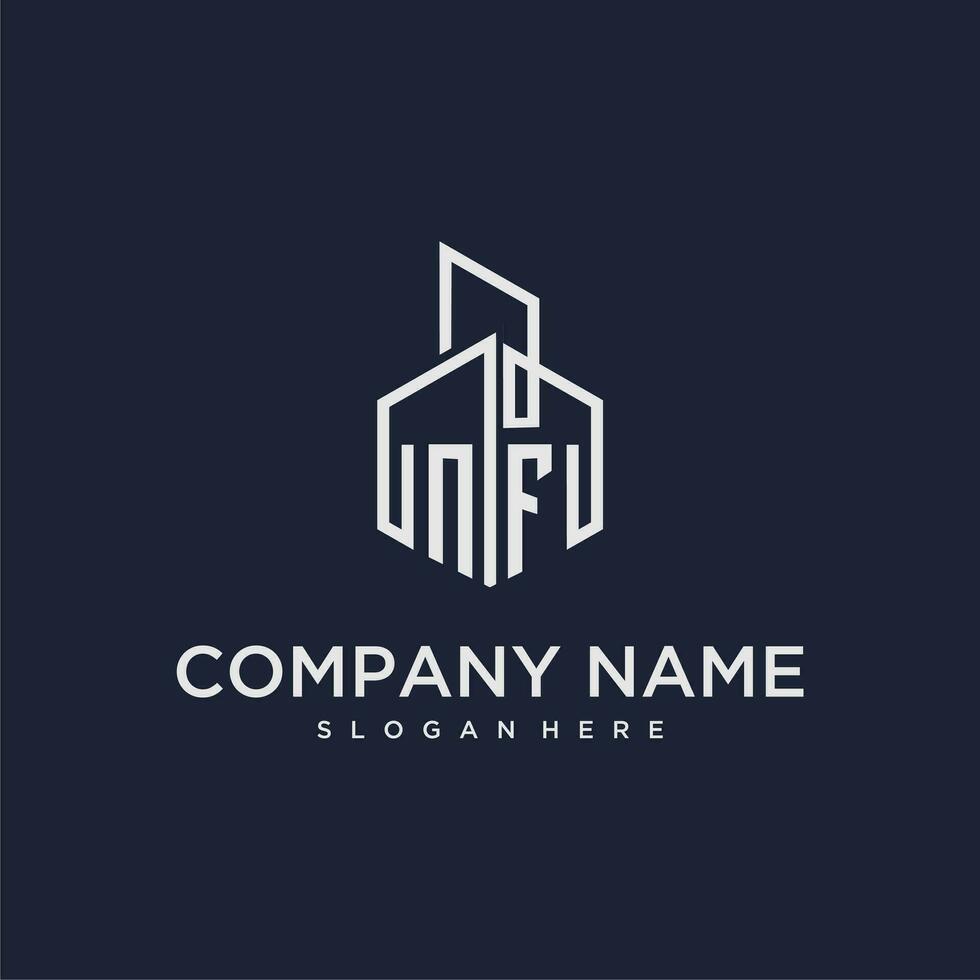NF initial monogram logo for real estate with building style vector