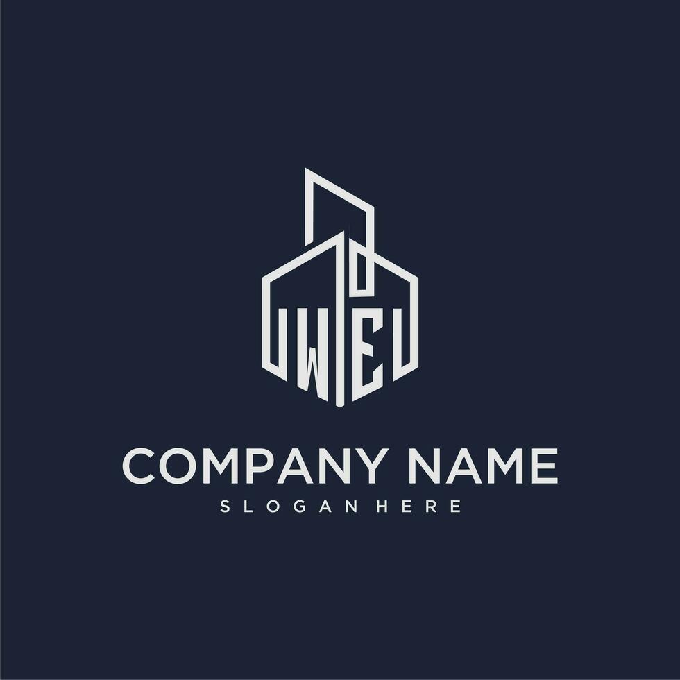 WE initial monogram logo for real estate with building style vector