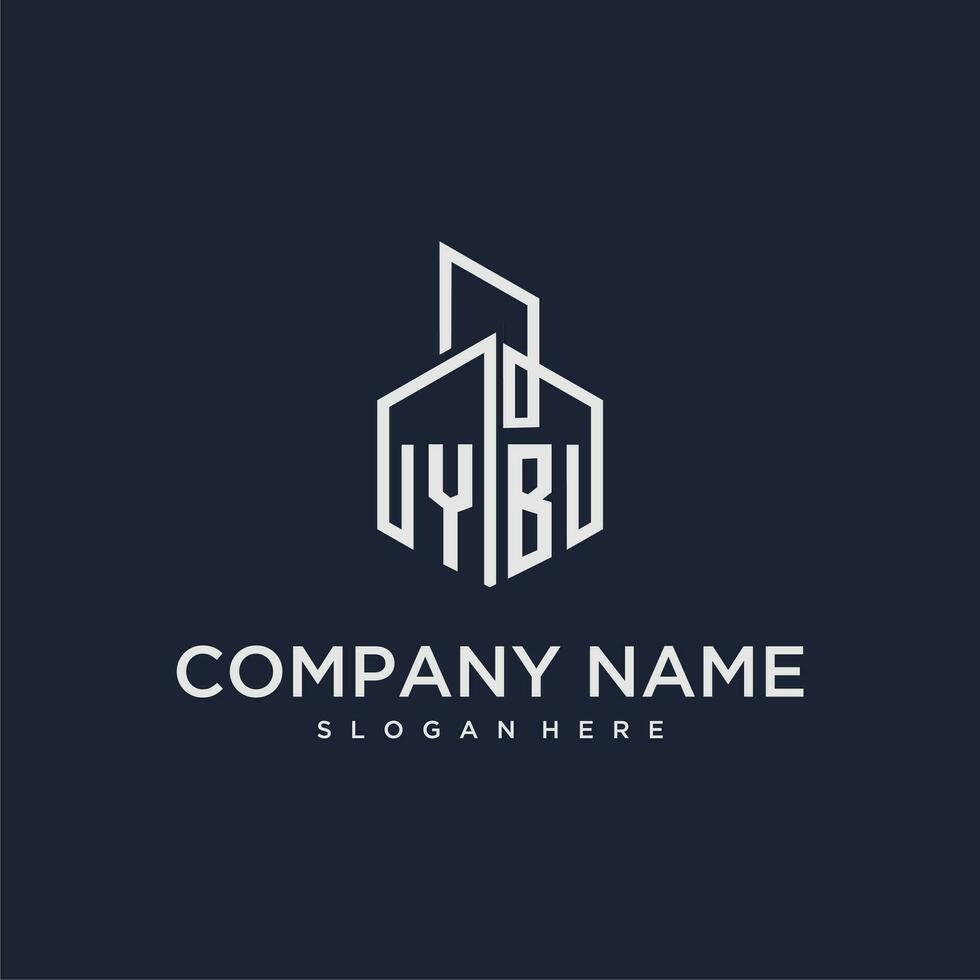 YB initial monogram logo for real estate with building style vector