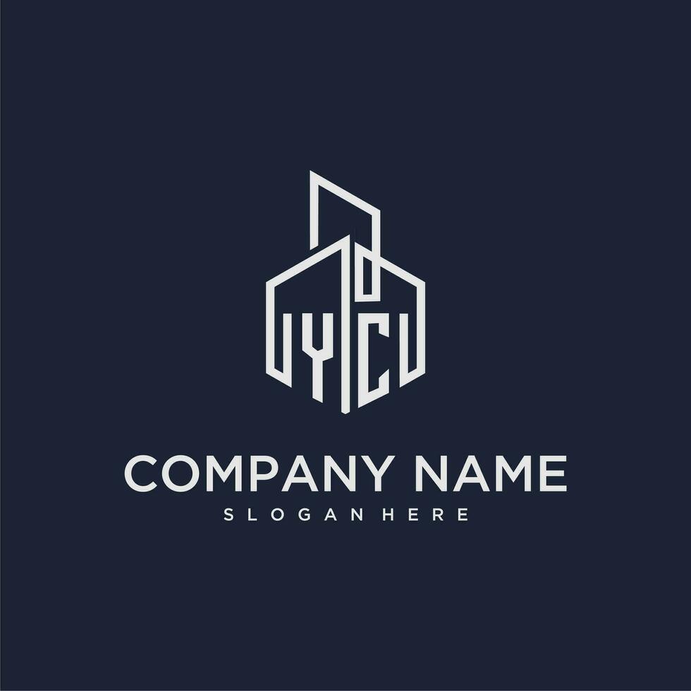 YC initial monogram logo for real estate with building style vector