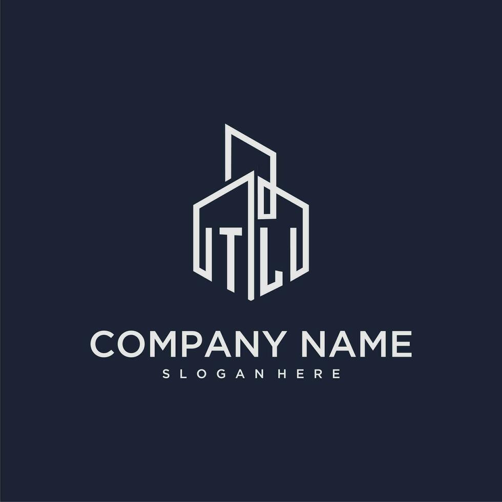 TL initial monogram logo for real estate with building style vector