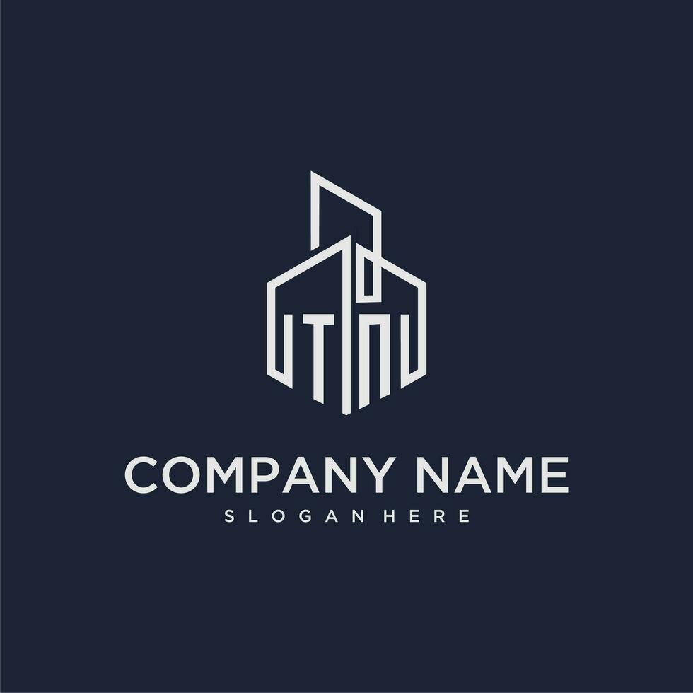 TN initial monogram logo for real estate with building style vector