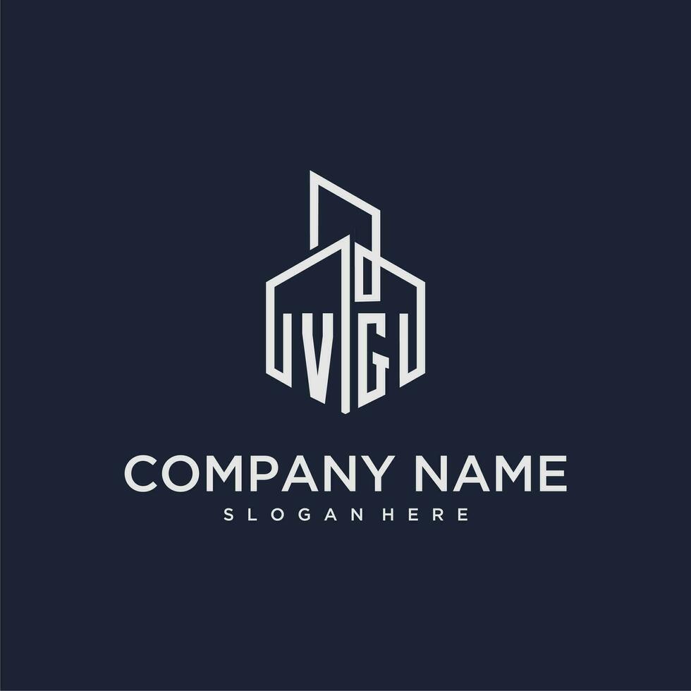 VG initial monogram logo for real estate with building style vector