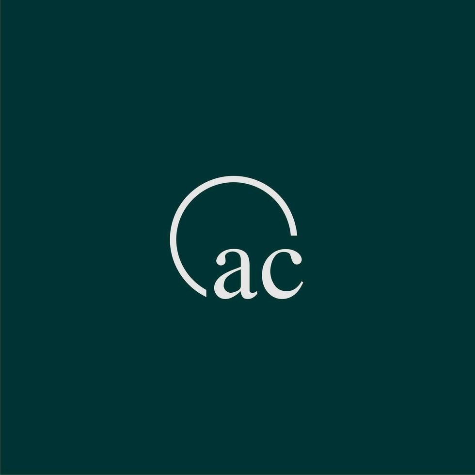AC initial monogram logo with circle style design vector