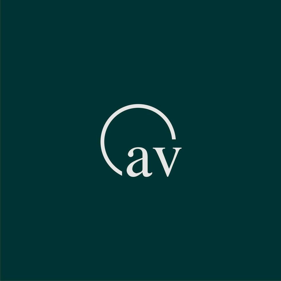 AV initial monogram logo with circle style design vector