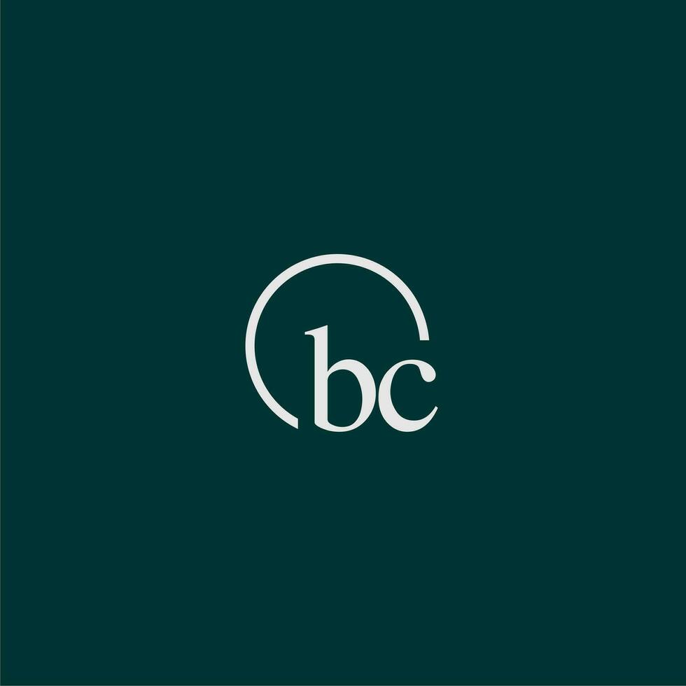 BC initial monogram logo with circle style design vector