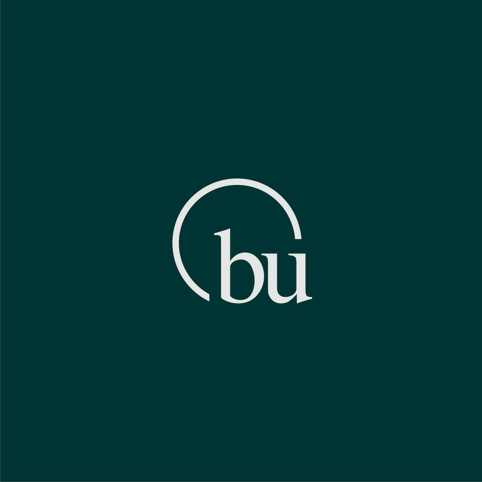 BU initial monogram logo with circle style design vector