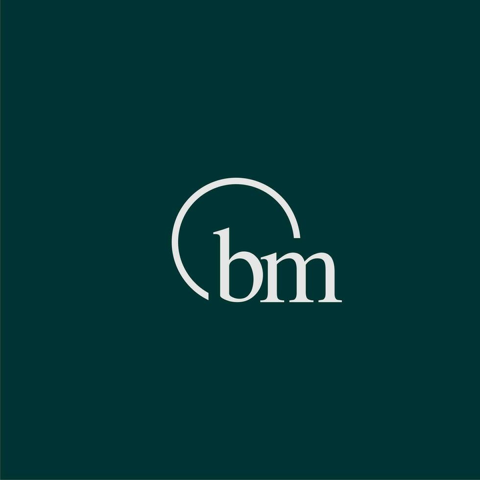 BM initial monogram logo with circle style design vector