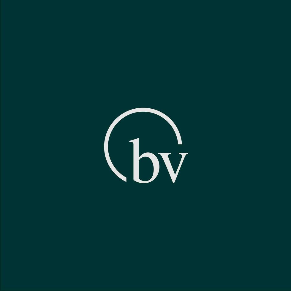 BV initial monogram logo with circle style design vector