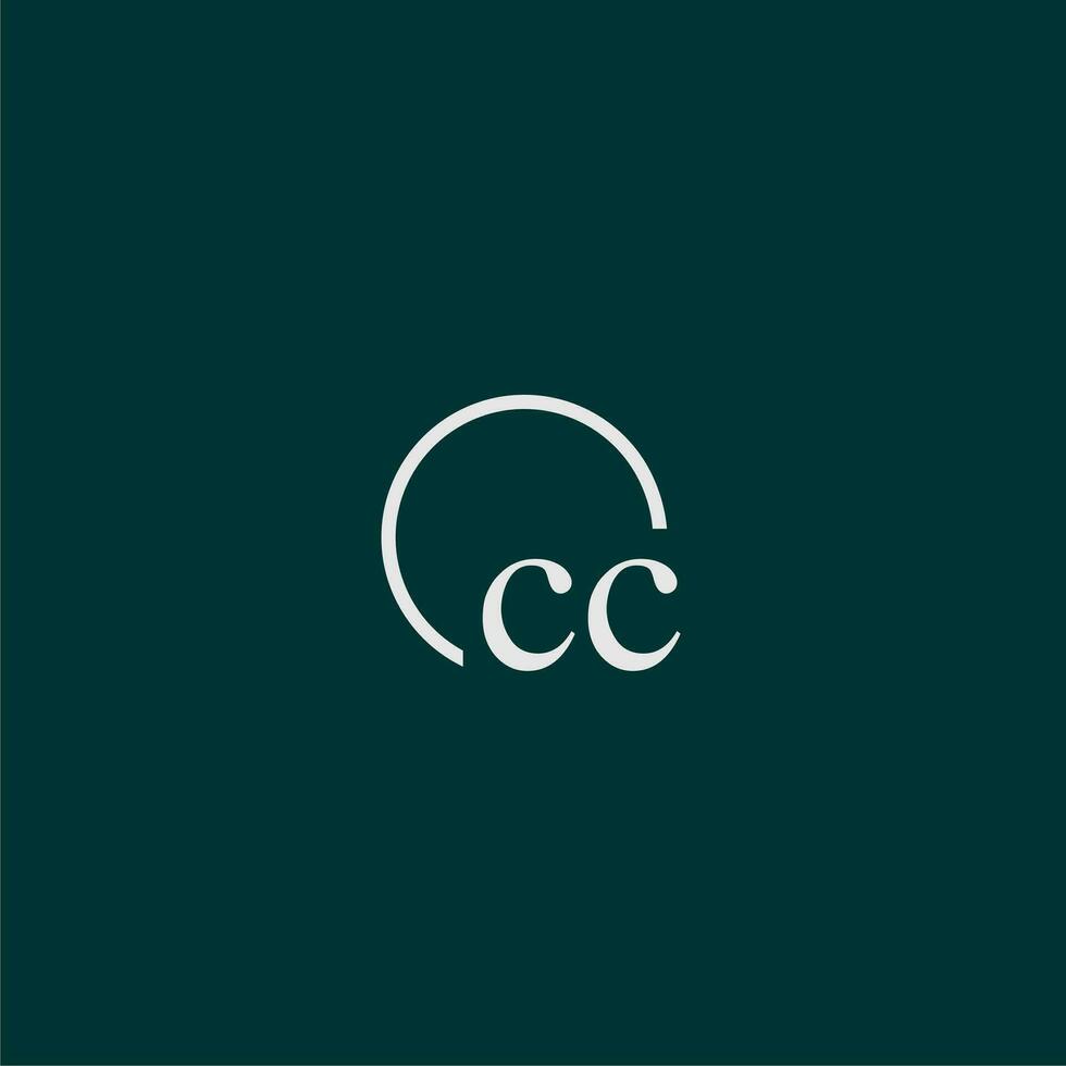 CC initial monogram logo with circle style design vector