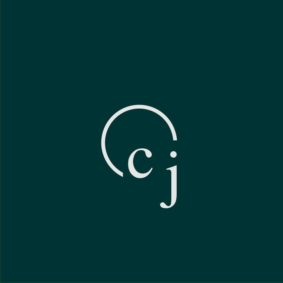 CJ initial monogram logo with circle style design vector