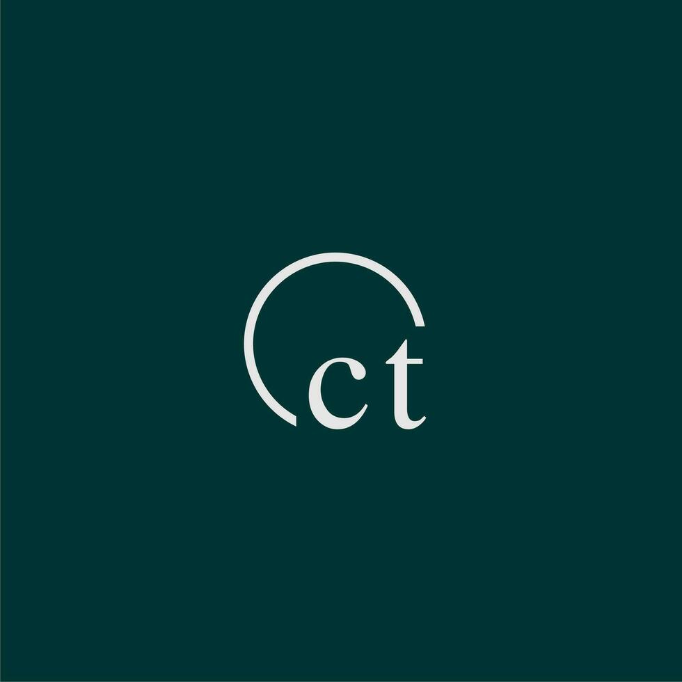 CT initial monogram logo with circle style design vector