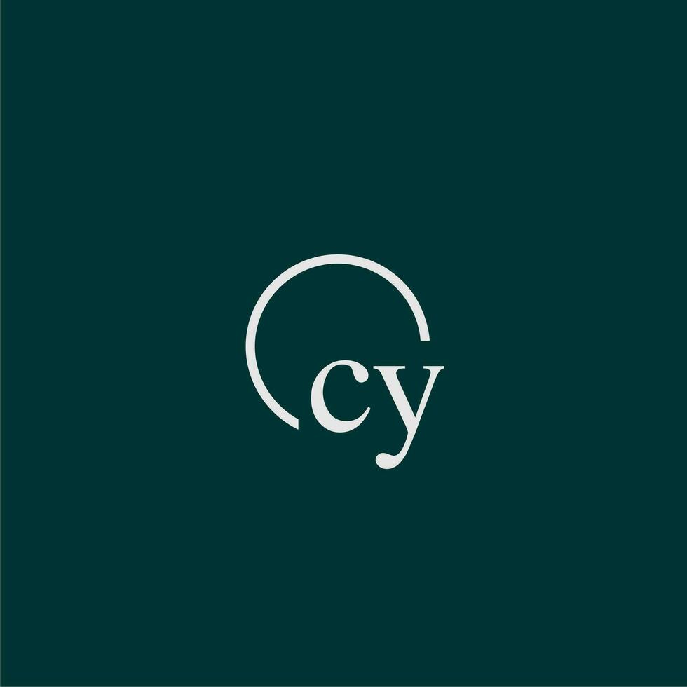 CY initial monogram logo with circle style design vector