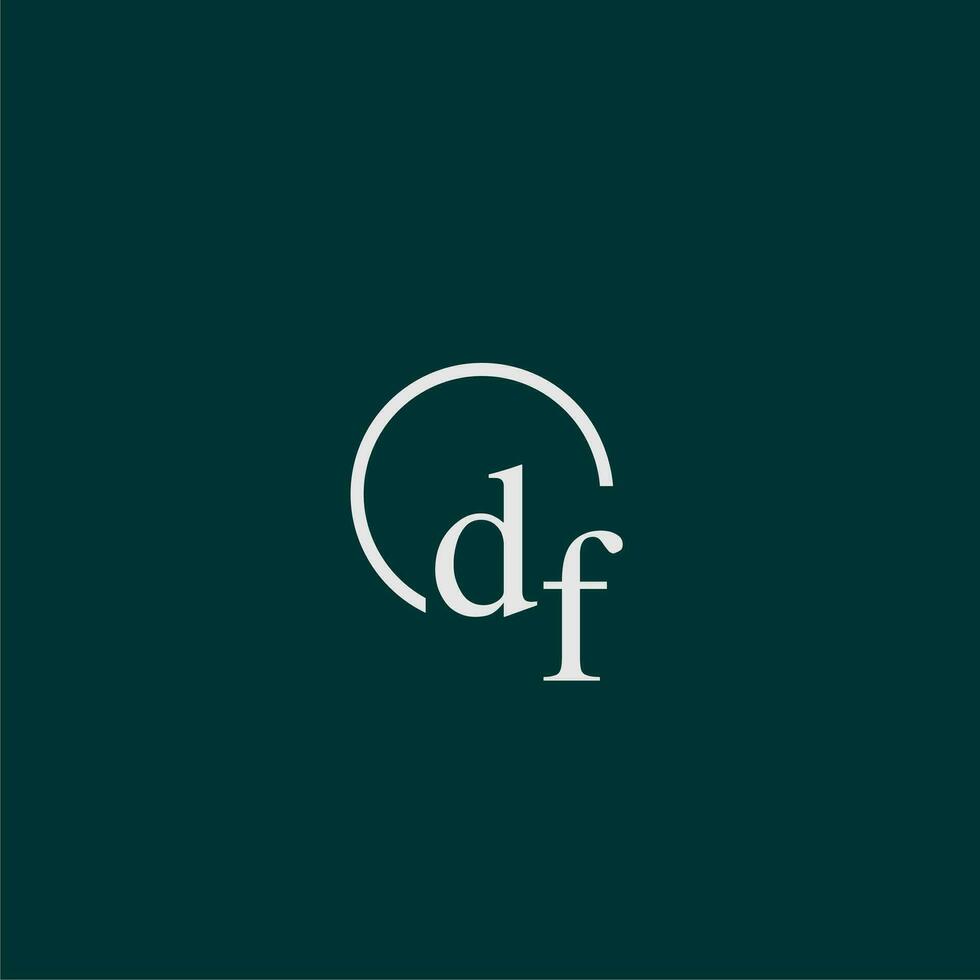 DF initial monogram logo with circle style design vector