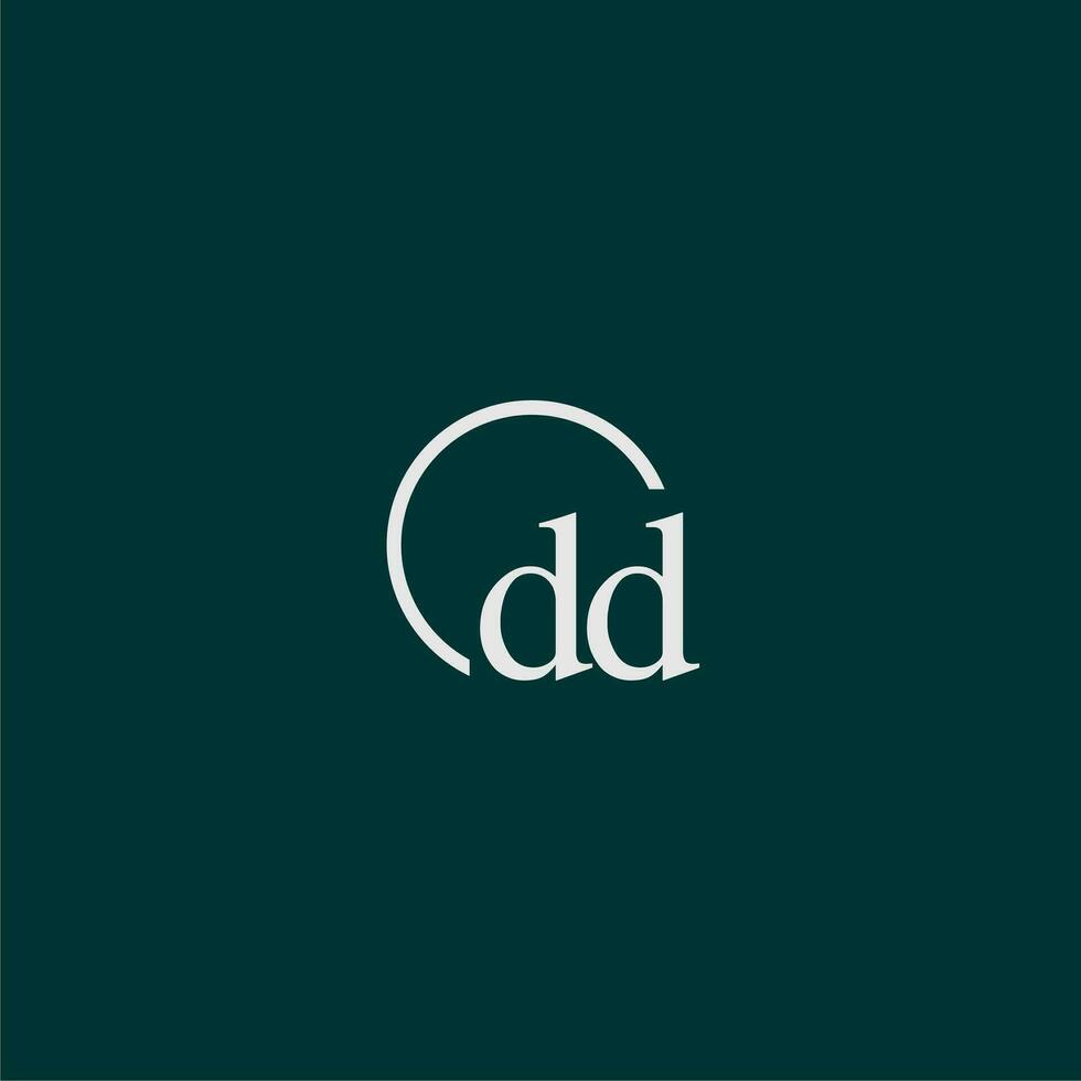 DD initial monogram logo with circle style design vector