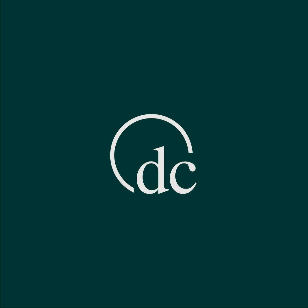 DC initial monogram logo with circle style design vector