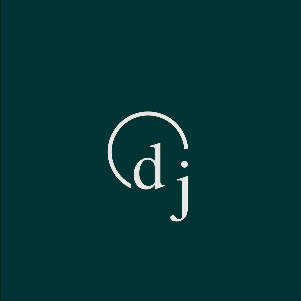 DJ initial monogram logo with circle style design vector