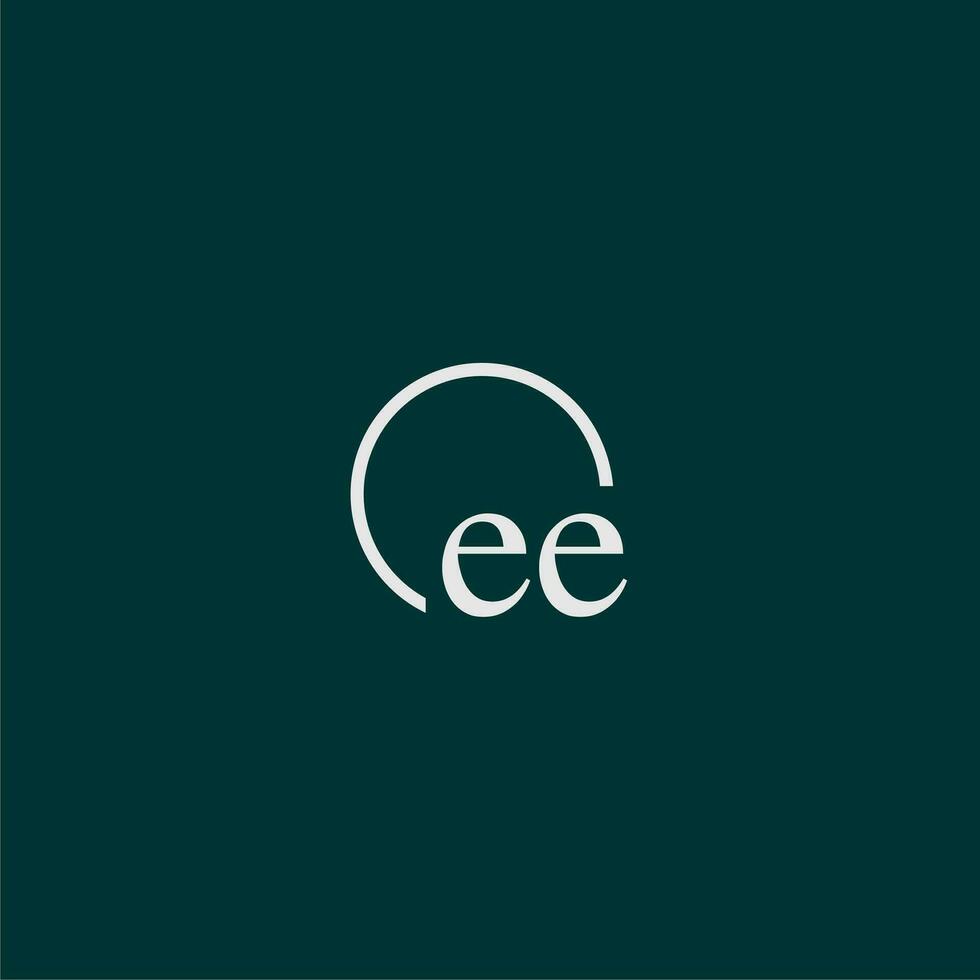 EE initial monogram logo with circle style design vector