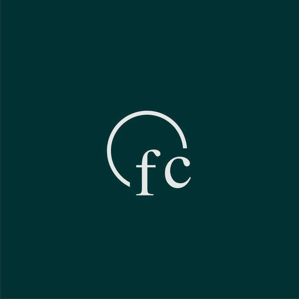 FC initial monogram logo with circle style design vector