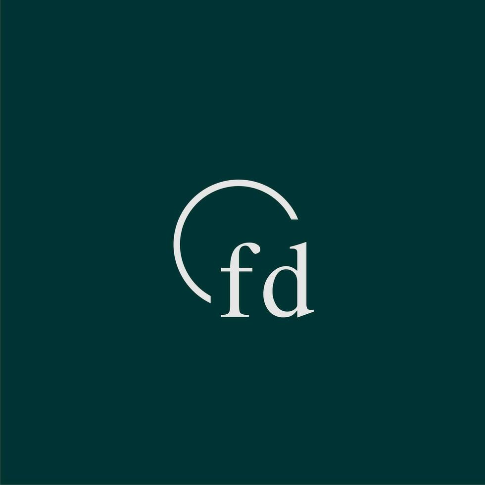 FD initial monogram logo with circle style design vector