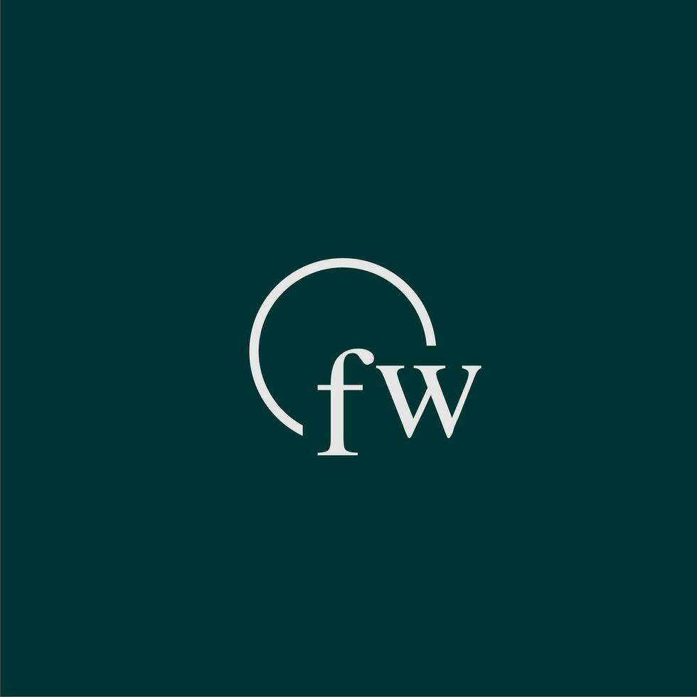 fw inicial monograma logo con circulo estilo diseño vector