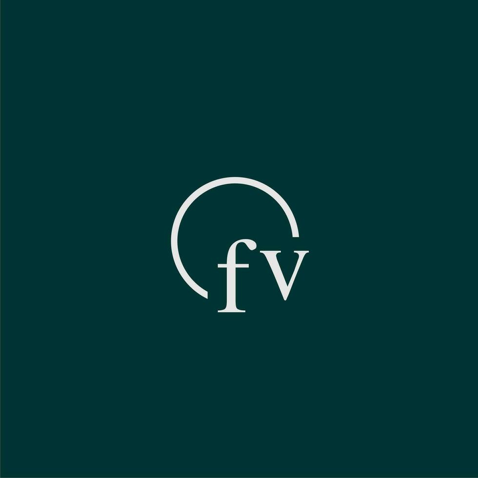 FV initial monogram logo with circle style design vector