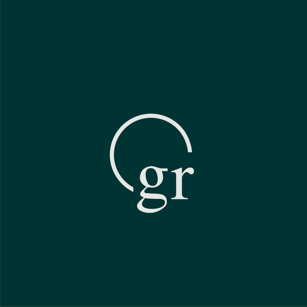 GR initial monogram logo with circle style design vector