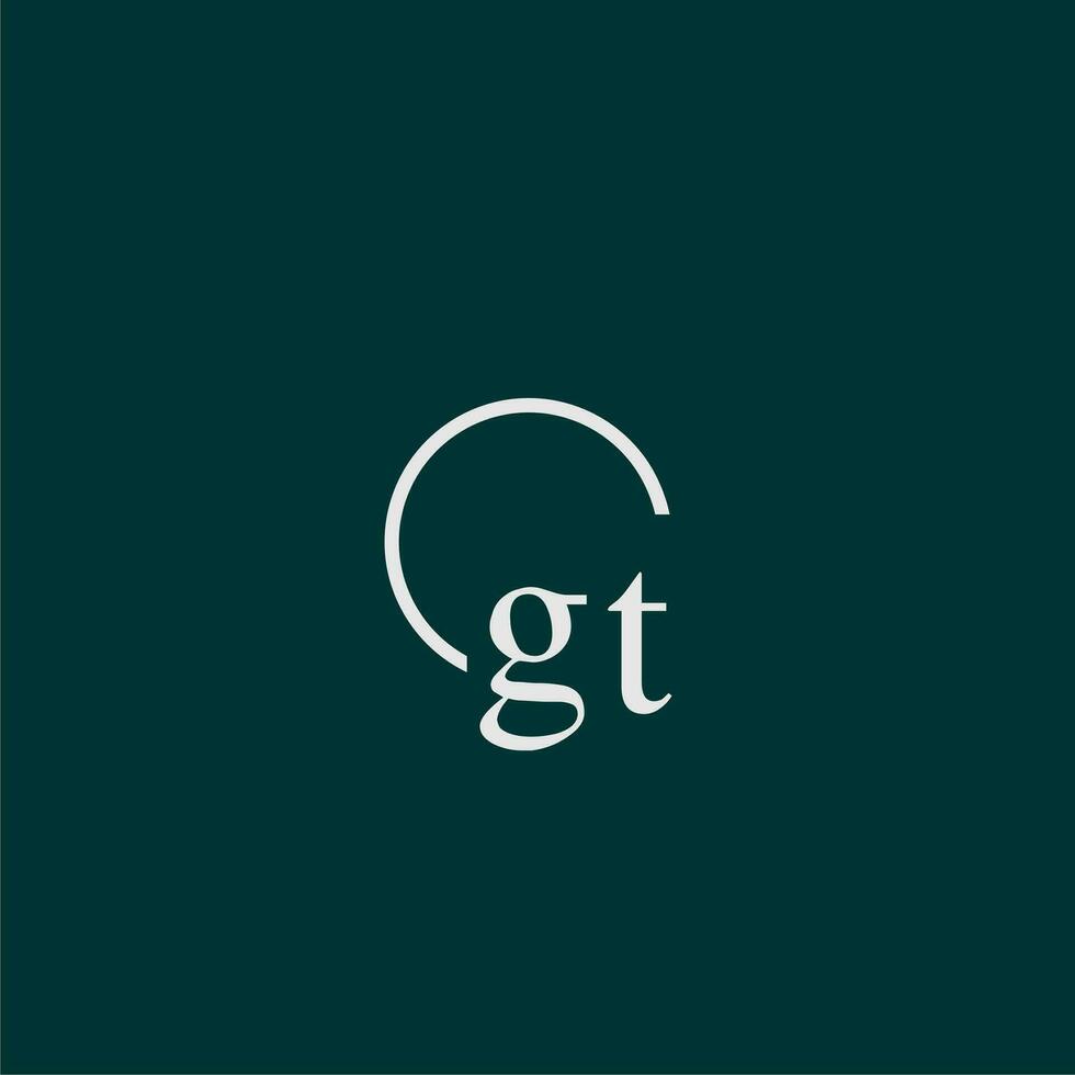 GT initial monogram logo with circle style design vector
