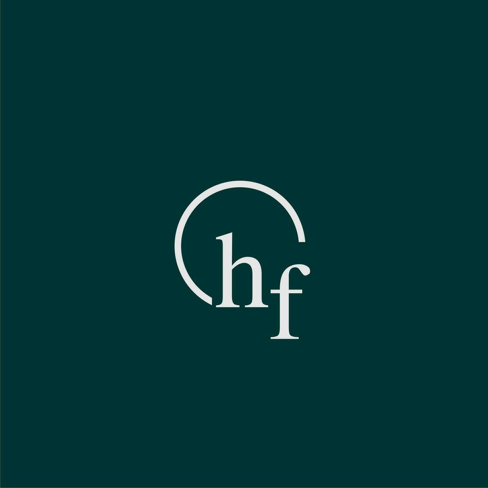 hf inicial monograma logo con circulo estilo diseño vector