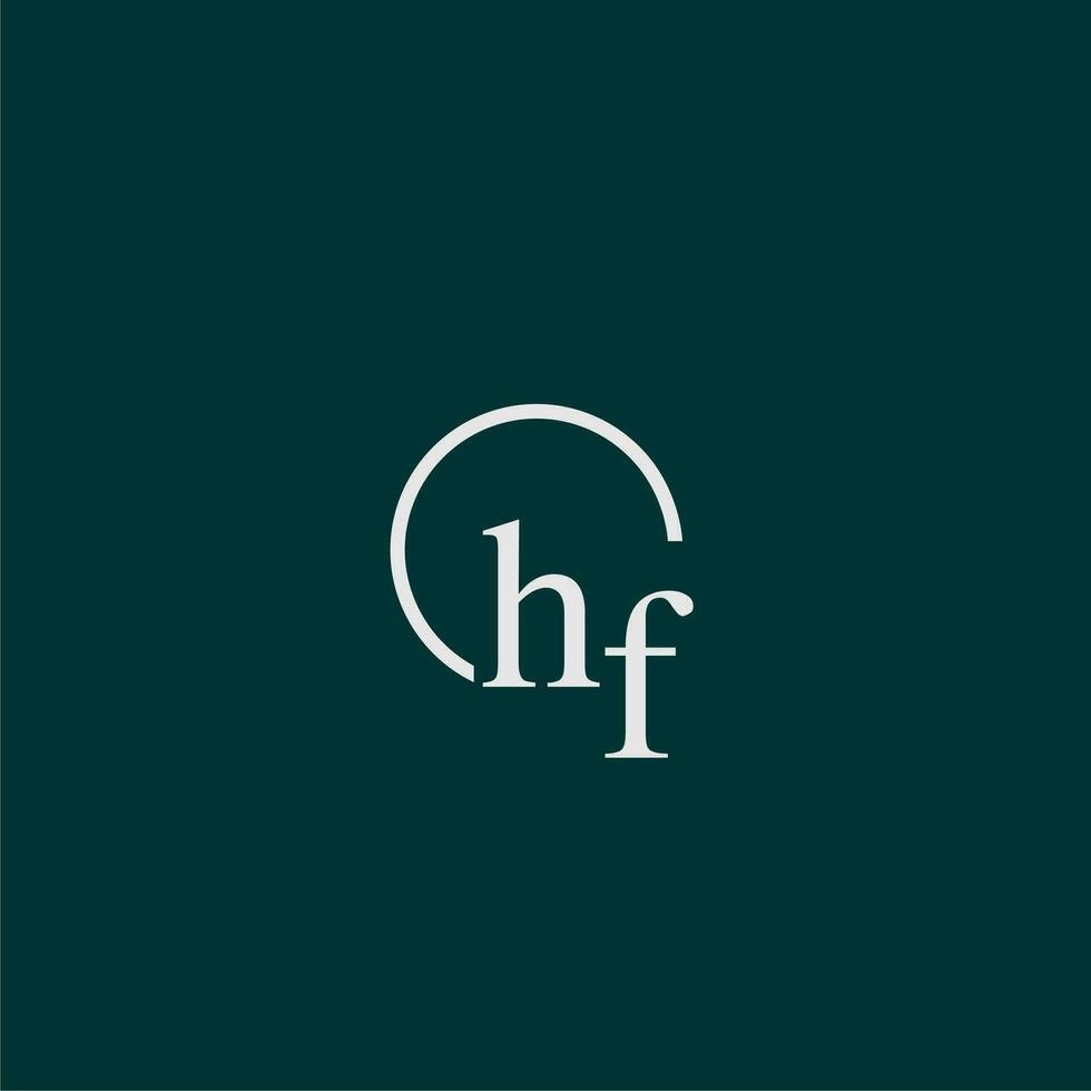 HF initial monogram logo with circle style design vector