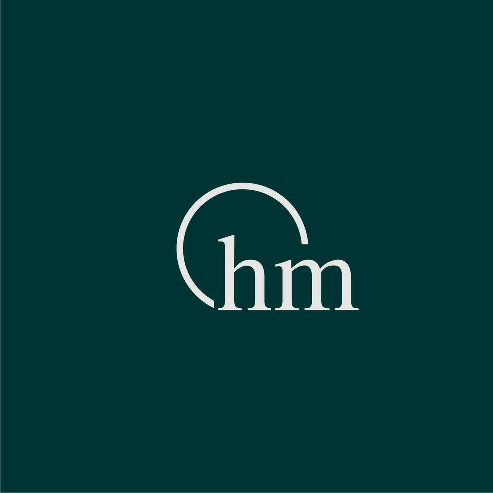 HM initial monogram logo with circle style design vector
