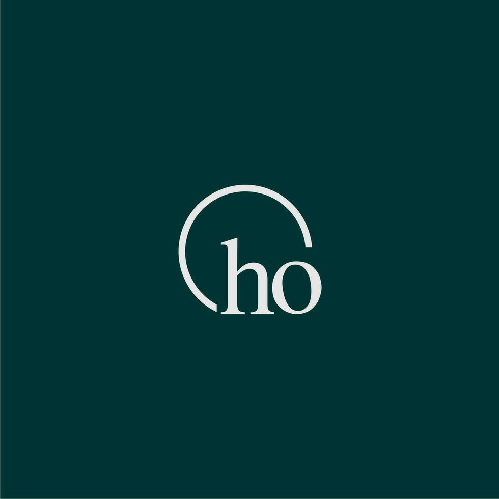 HO initial monogram logo with circle style design vector
