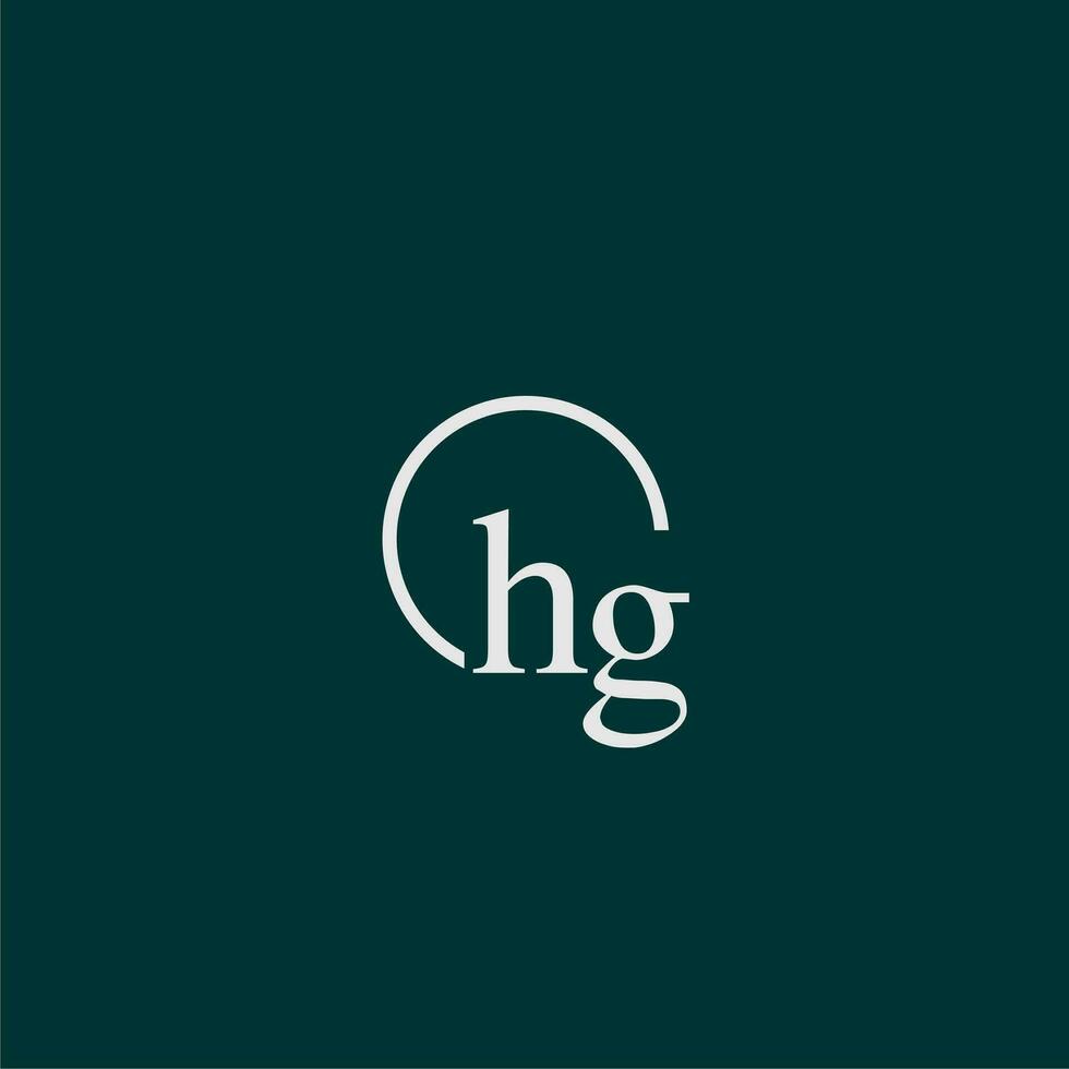 HG initial monogram logo with circle style design vector