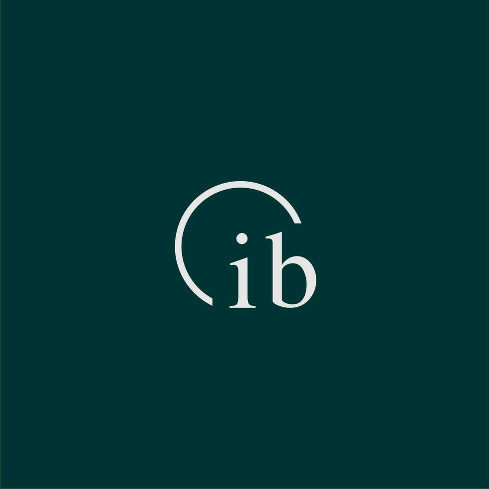 ib inicial monograma logo con circulo estilo diseño vector
