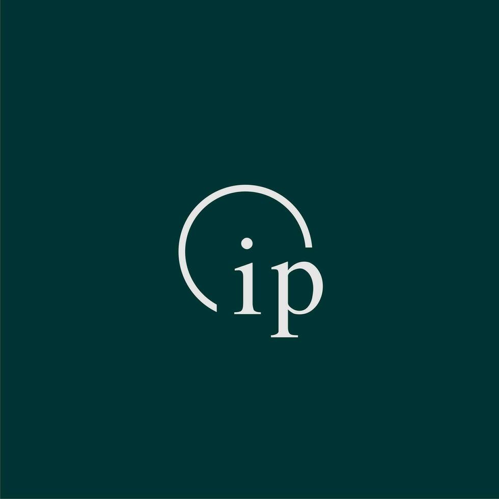 IP initial monogram logo with circle style design vector