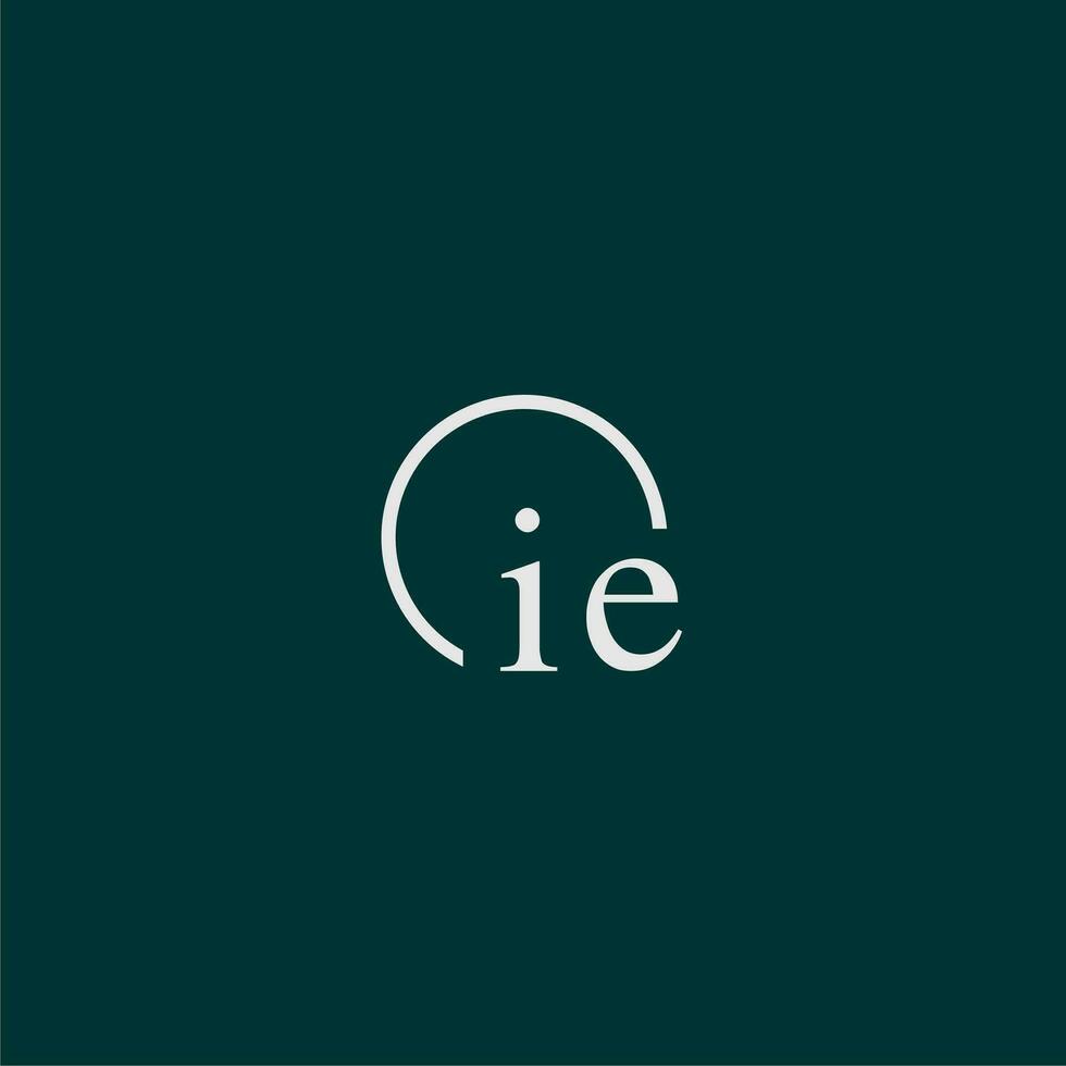 IE initial monogram logo with circle style design vector