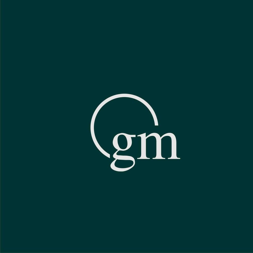GM initial monogram logo with circle style design vector