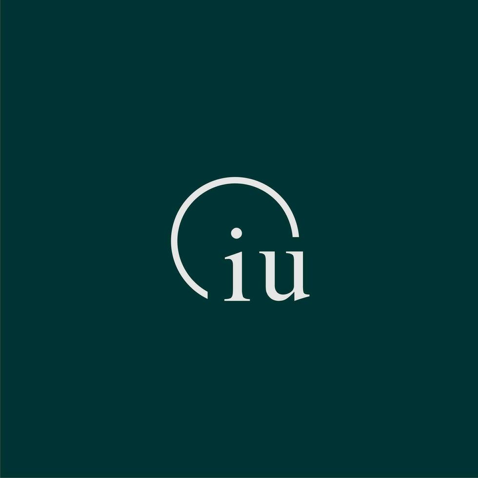 IU initial monogram logo with circle style design vector