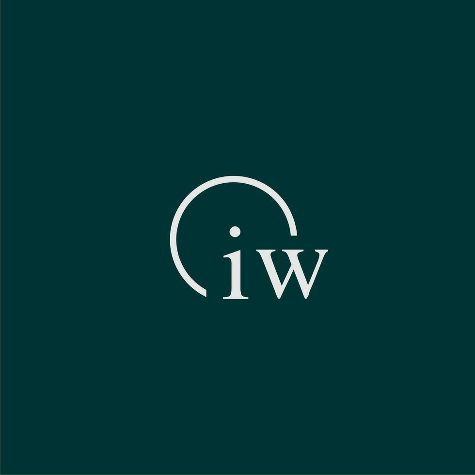 IW initial monogram logo with circle style design vector