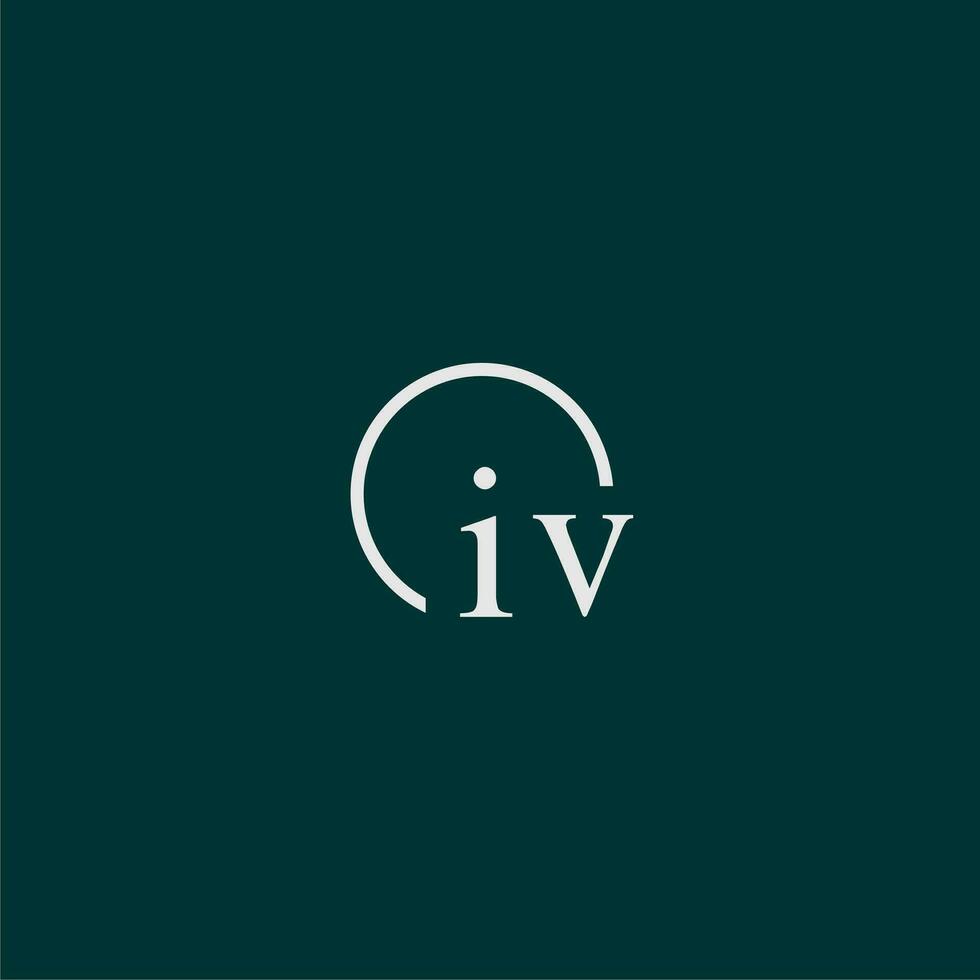 IV initial monogram logo with circle style design vector