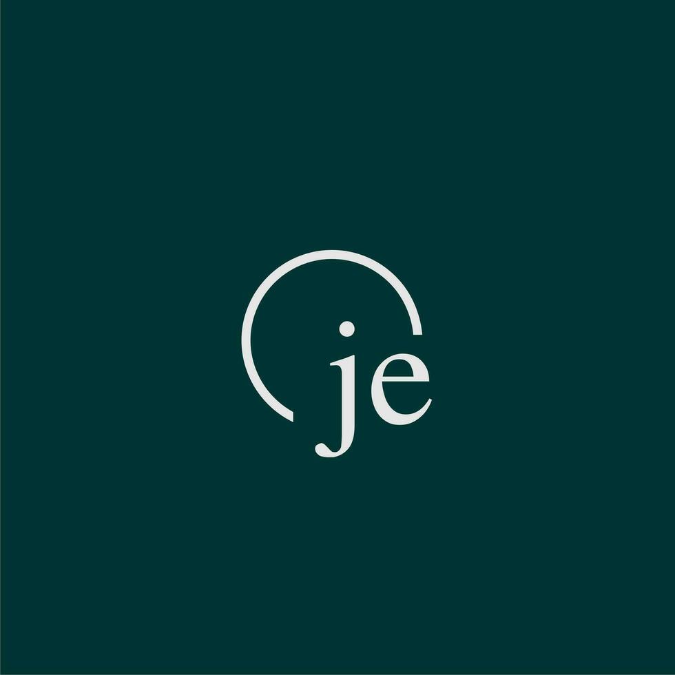 JE initial monogram logo with circle style design vector