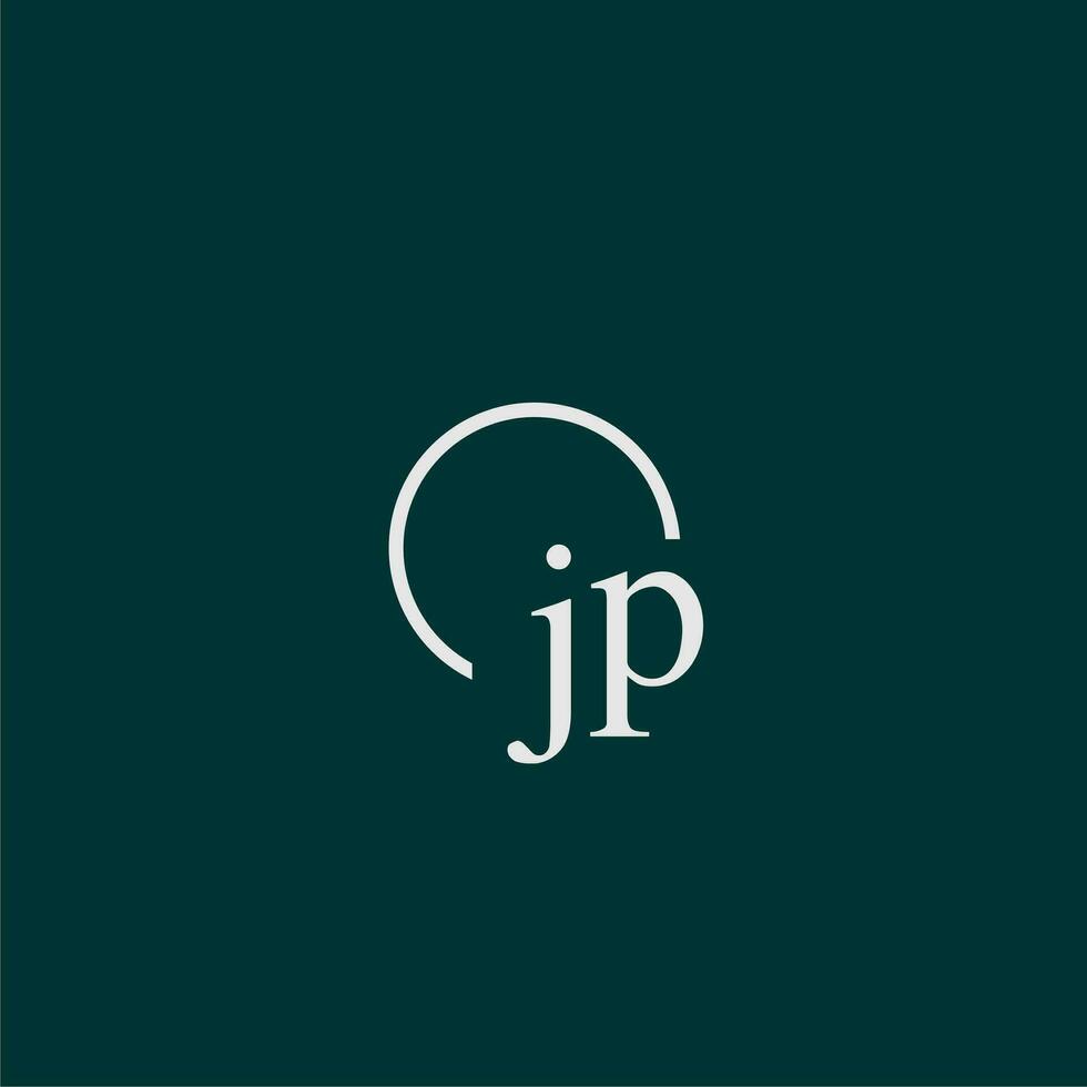 JP initial monogram logo with circle style design vector
