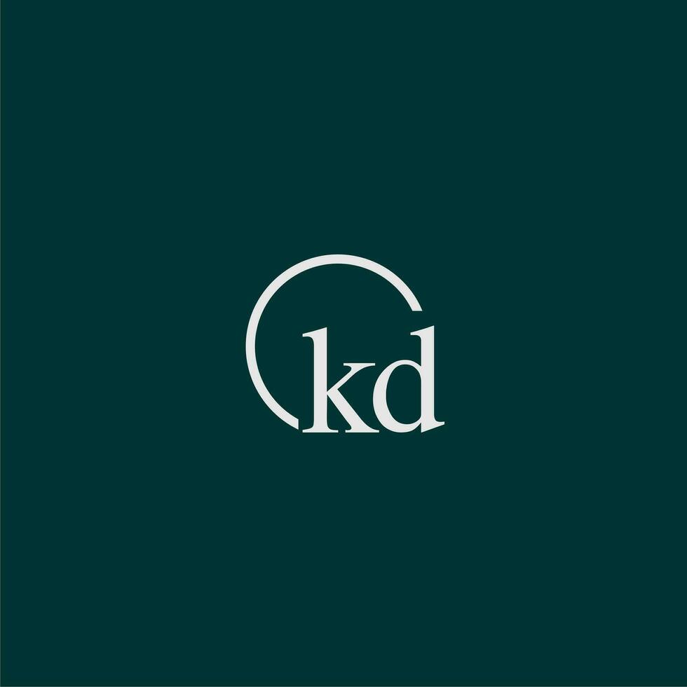 KD initial monogram logo with circle style design vector