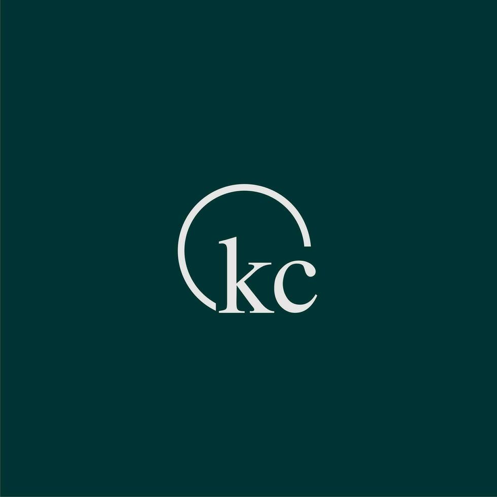 KC initial monogram logo with circle style design vector